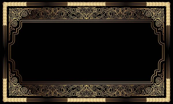 Golden Ornate Decorative Vintage Design Art Deco Card — Stock Vector