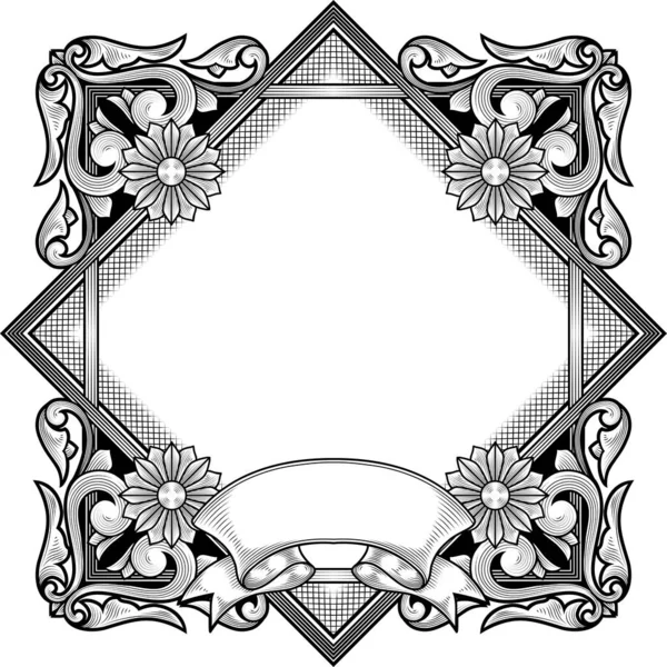 Decorativo Preto Branco Ornamentado Retro Design Branco —  Vetores de Stock