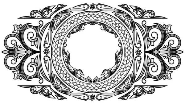 Décoratif Noir Blanc Décoré Design Rétro Blanc — Image vectorielle