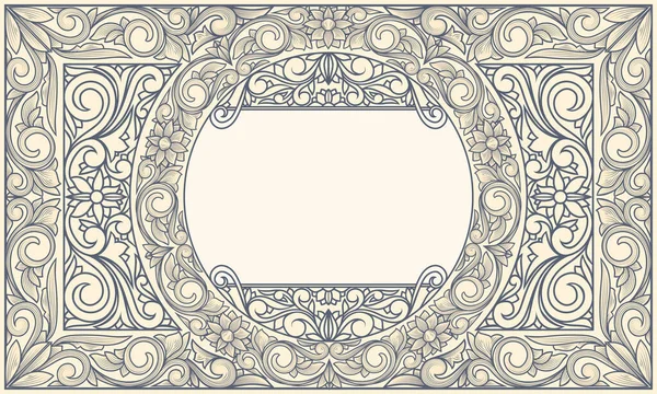 Decorative Ornate Retro Floral Blank Card — Stock Vector