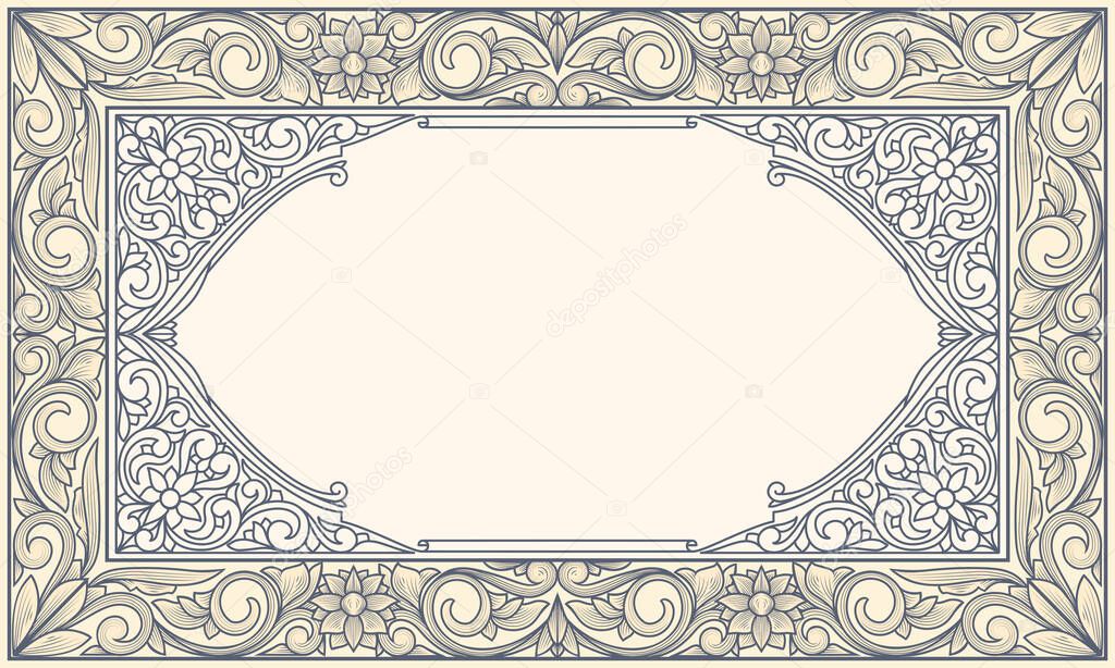 Decorative ornate retro floral blank card