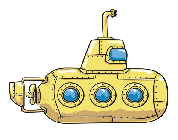 手描きの漫画潜水艦ボート — ストックベクタ