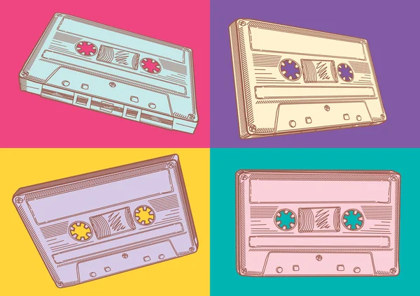 Kleurrijke audiocassettes — Stockvector