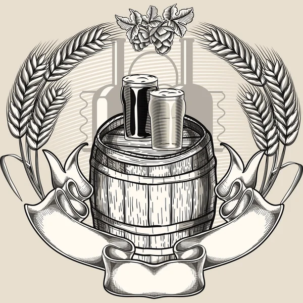 Emblema de la cervecería - cerveza — Vector de stock