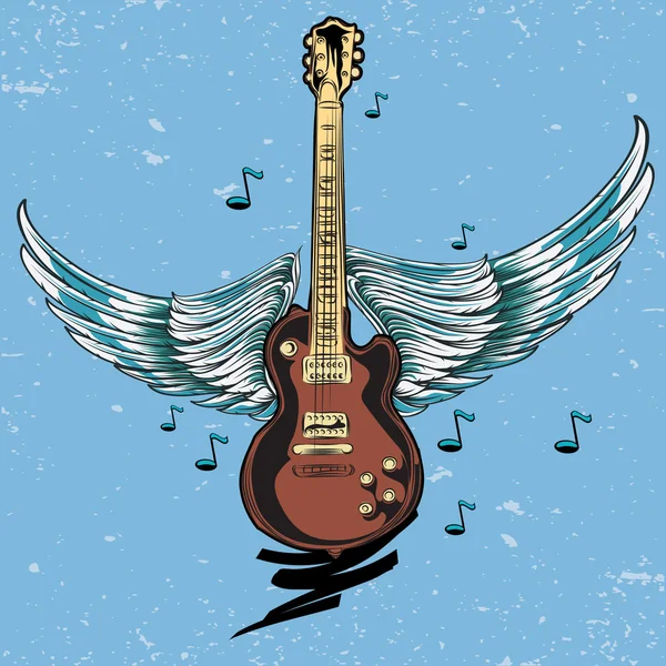 Geflügelte Gitarrenillustration — Stockvektor