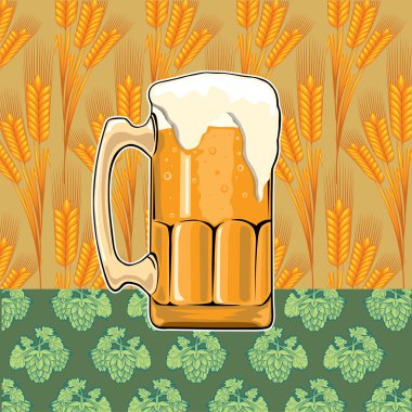 Bira buğday ve hop desen