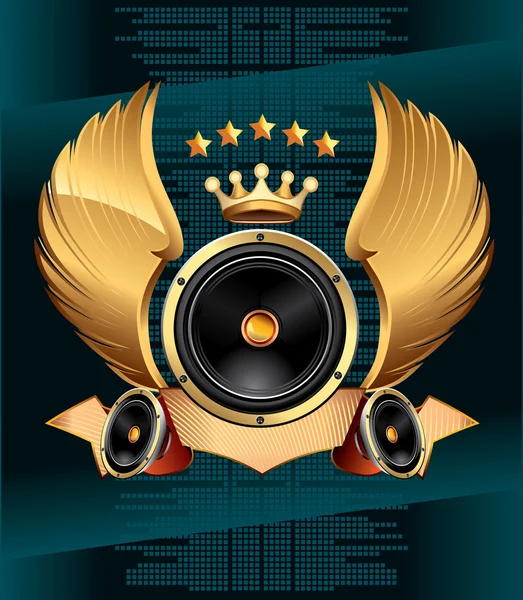 Audio-luidspreker embleem — Stockvector