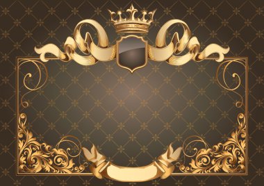 Golden vintage blank frame clipart