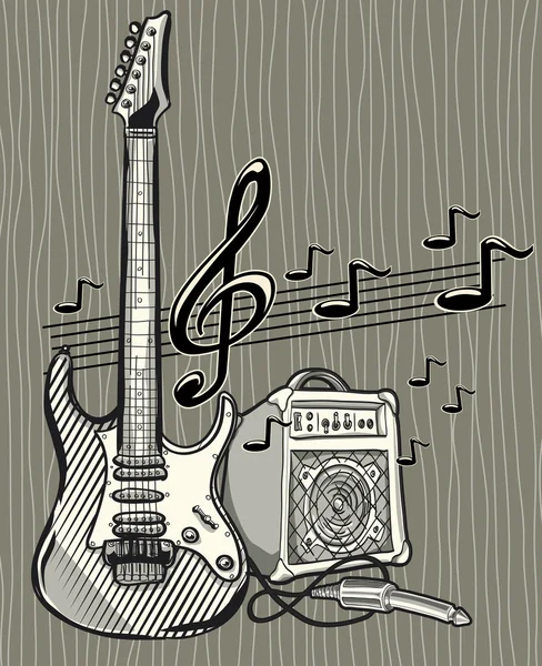 Дизайн гітари та нотаток — стоковий вектор