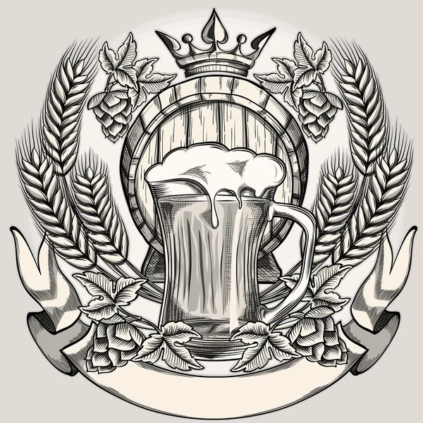 Vintage Beer emblem — Stock Illustration Vintage Beer emblem Vector Graphics