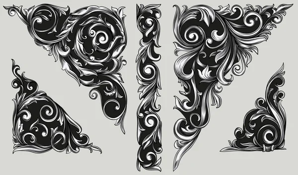 Elementos decorativos de diseño ornamentado — Vector de stock