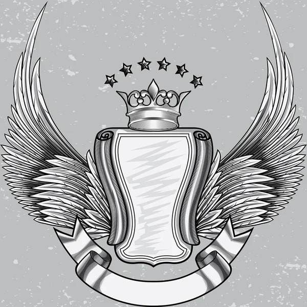 Geflügeltes Vintage-Emblem — Stockvektor