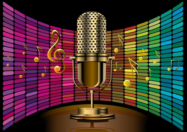 Modèle de microphone doré — Image vectorielle