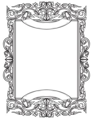 Dekoratif tek renkli dekoratif retro çiçekli boş çerçeve