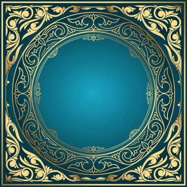 Altın süslü sanat deco vintage boş çerçeve tasarımı