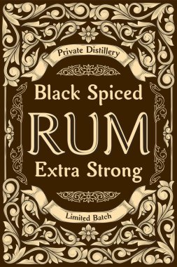 Black Rum - dekoratif dekoratif etiket