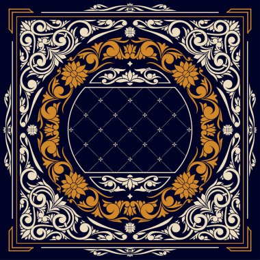 Dekoratif retro çiçekli boş kart şablonu