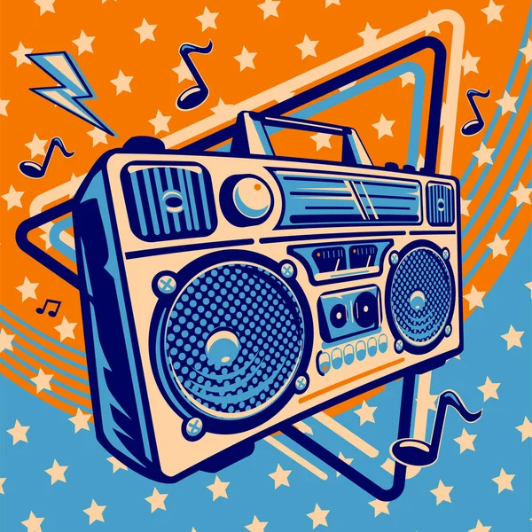 Müzik tasarımı - müzik notalı renkli teyp teybi