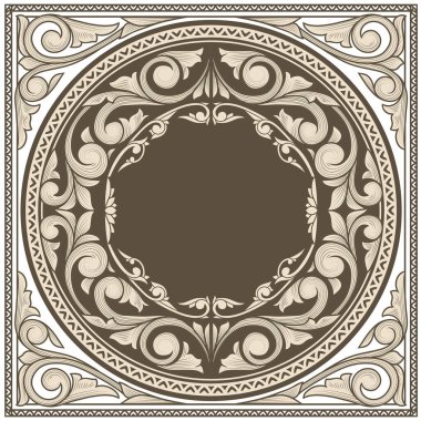 Dekoratif dekoratif retro simgesel çiçekli boş kart