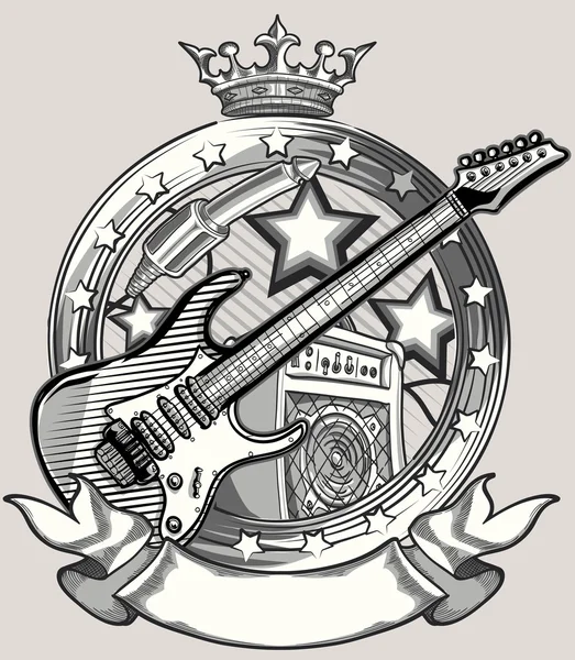 Rock gitaar embleem — Stockvector