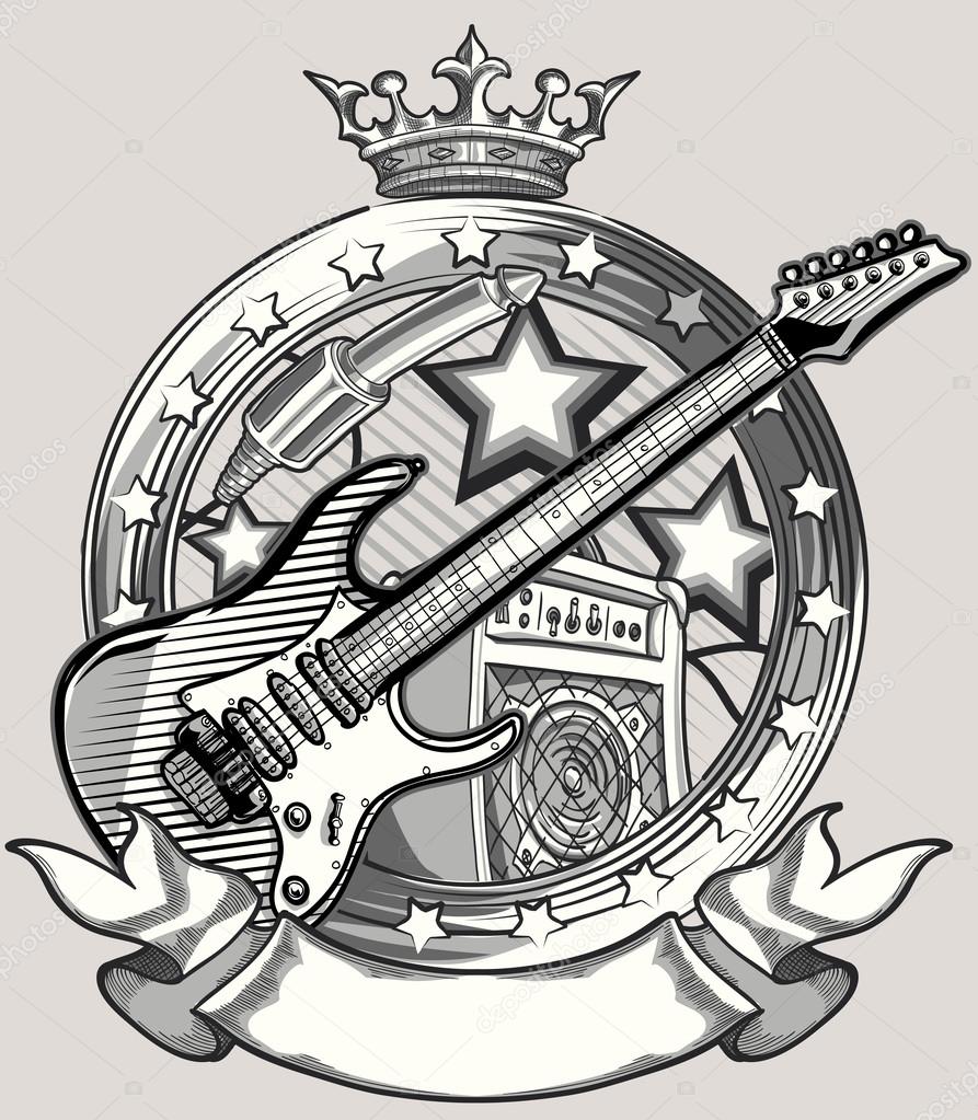 Rock guitar emblem