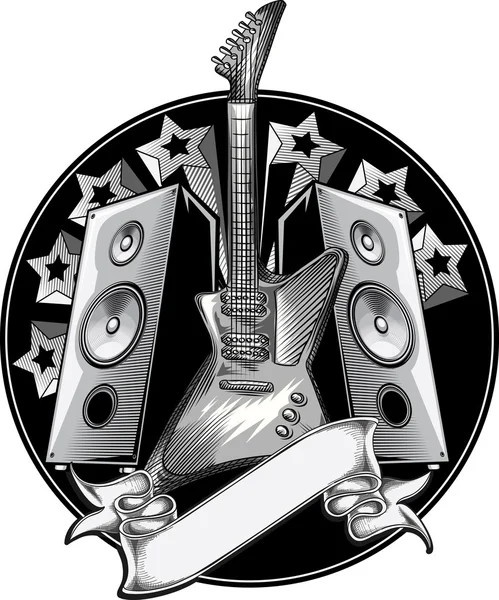 Ροκ κιθάρα έμβλημα — Διανυσματικό Αρχείο