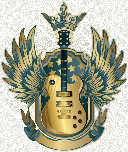 Retro-Gitarren-Emblem — Stockvektor