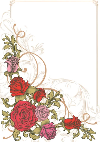 Decorative card with roses — Stock Vector