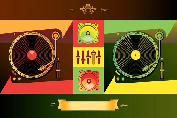 Plattenspieler in Reggae-Farben — Stockvektor