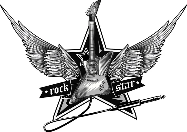 Rock gitar amblemi — Stok Vektör