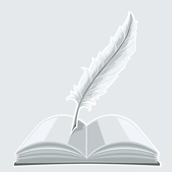 Livre ouvert et plume — Image vectorielle