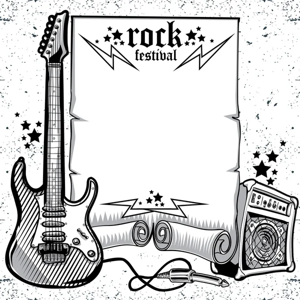 Modelo de cartaz do festival de rock — Vetor de Stock