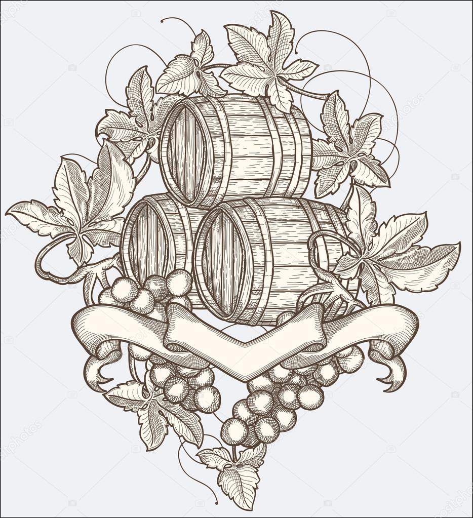 Vintage wine barrels — Stock Vector © alex_scholar 97636950