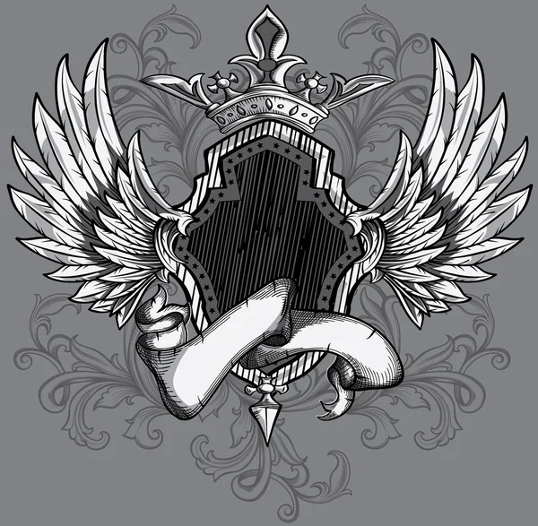 Emblema vintage com asas — Vetor de Stock