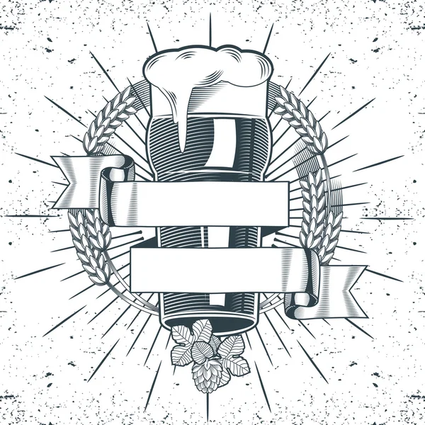 Emblema de cerveja vintage — Vetor de Stock
