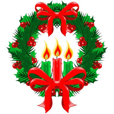 Noel çelenk yay ve mum