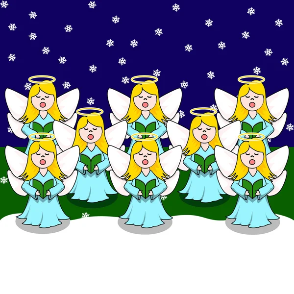 Coro de Carolling Angels — Vetor de Stock