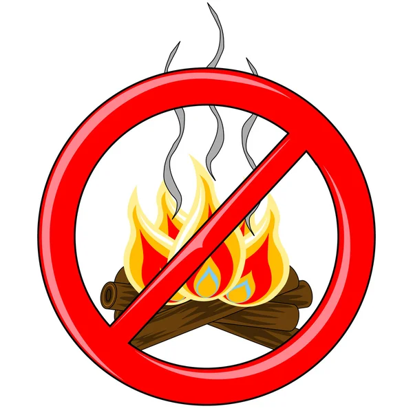 Lagerfeuer-Vektor im roten verbotenen Logo — Stockvektor