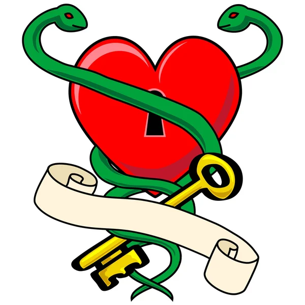 Serpent de coeur avec rouleau — Image vectorielle