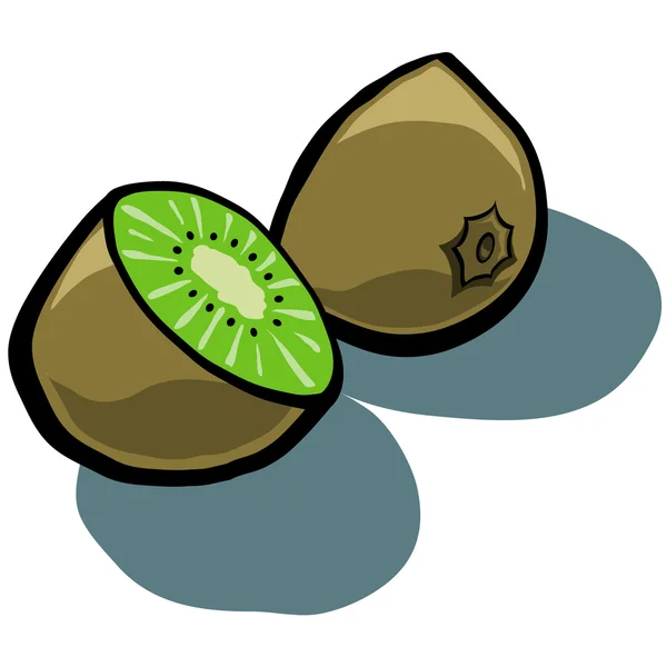 Kiwi en rodajas de frutas — Vector de stock