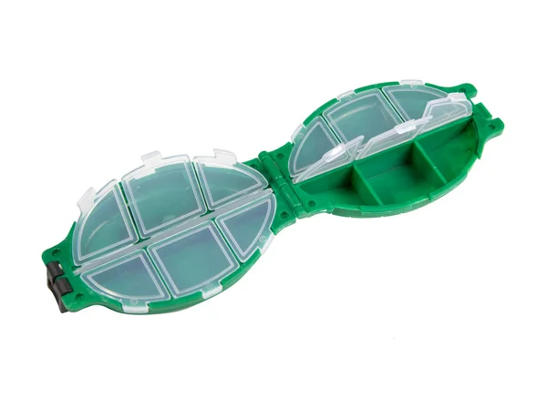 Olta takımı için yeşil plastik kutu — Stok fotoğraf