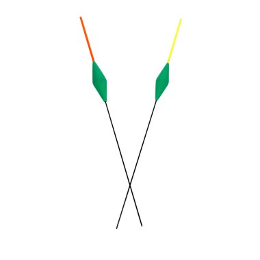 Balıkçılık izole bir beyaz zemin üzerine iki float