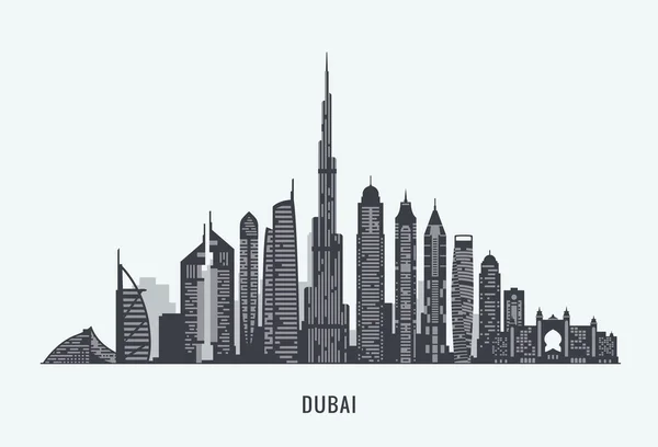 Σκιαγραφία στον ορίζοντα του Ντουμπάι — Διανυσματικό Αρχείο