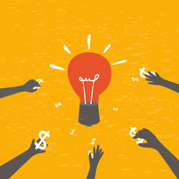 Crowdfunding concepto, invertir en ideas . — Vector de stock