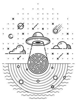 UFO karanlık gecede.