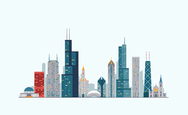 Chicago colorido horizonte — Vector de stock