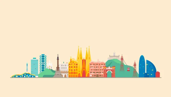 Ciudad de Barcelona. Viajes y turismo. — Vector de stock