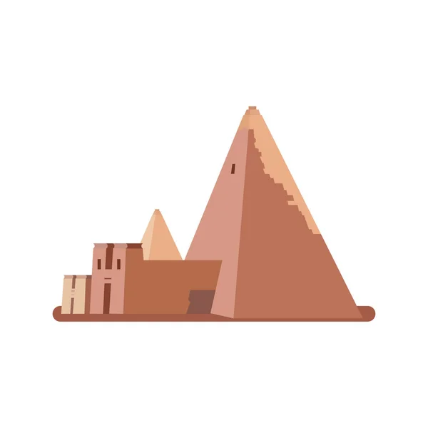 努比亚金字塔 关于白色背景的孤立说明 — 图库矢量图片