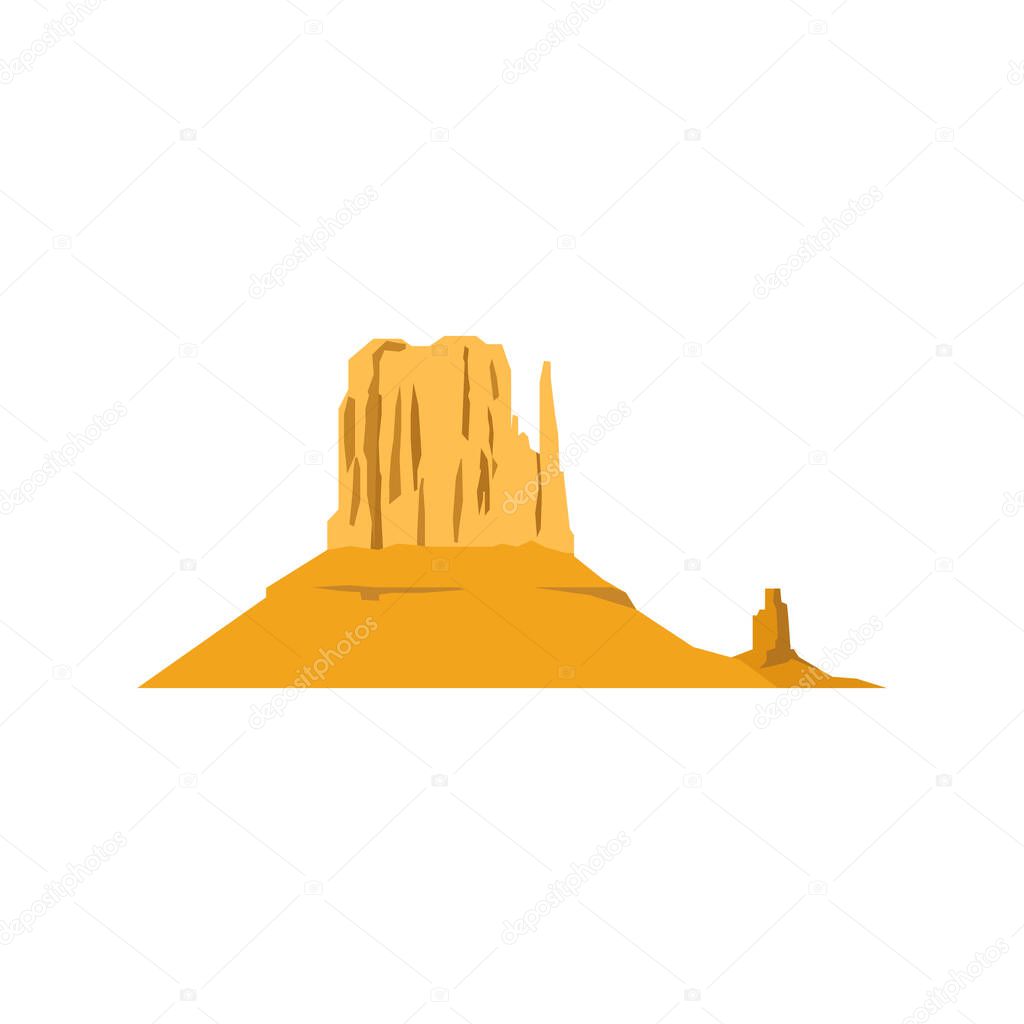 Monument valley. Isolated illustration on white background.