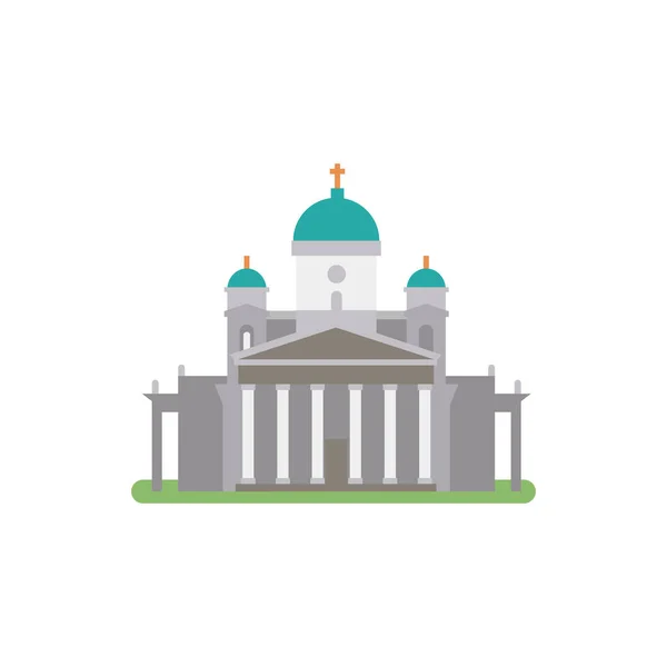 Catedral Helsinki Ilustración Vectorial Estilo Plano — Vector de stock